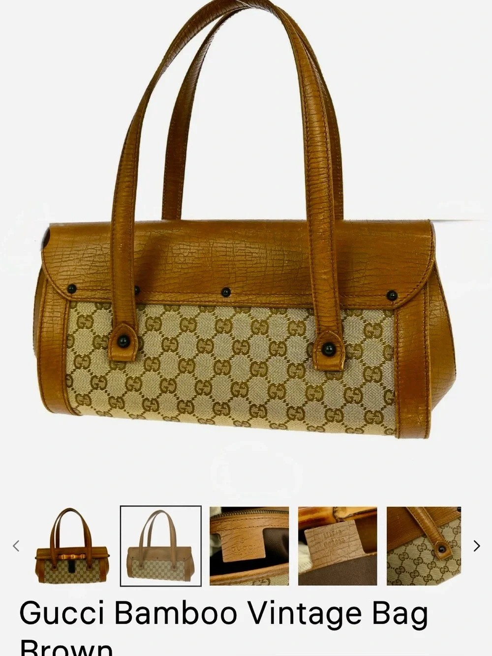 Gucci Tom Ford Tan Bamboo-Accent GG Canvas Bullet Bag